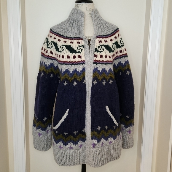 Vintage zipup alpaca sweater jacket - Picture 2 of 10